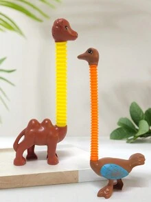 3 件新设计迷你弹管动物压力弹力玩具，可爱卡通动物感官弹力塑料吸盘弹管弹管烦躁玩具。柔性弹力管玩具。弹力烦躁管玩具儿童礼物。 - 彩色 - 查看 2