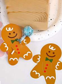 100 件/2 包可爱姜饼人棒棒糖装饰卡片、圣诞派对棒棒糖纸卡、DIY 装饰卡片、纸卡、圣诞派对装饰、圣诞派对用品 - 彩色 - 查看 4