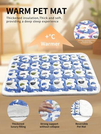 1PC Flannel Thickened Washable Pet Mat Bed Cushion, All Seansons Fluffy Pet Bed And Crate Mat, Breathable Soft And Cozy Pet Blanket For Cats And Dogs, Warm & Comfortable Bed Pad For Pets Indoor And Outdoor, Sit And Sleep Cushion Pet Supplies For Small Medium Large Cats, Small And Medium Dogs