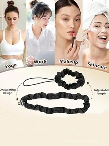 3 chiếc, Dây buộc tóc có thể điều chỉnh, Dây buộc tóc bằng lụa satin siêu dài, Dây buộc tóc chống trượt phù hợp với tóc xoăn tự nhiên dày, Phụ kiện tóc mềm mại và dễ sử dụng, Dây buộc tóc bền - Nhiều màu - Xem 6