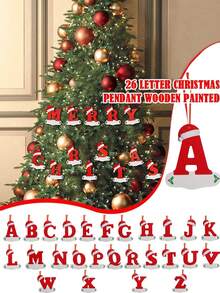 1pc 圣诞字母吊坠，26 个字母圣诞装饰吊坠，DIY 祝福字母吊坠，礼品装饰材料，室内圣诞装饰，节日装饰，家居装饰，新年装饰 - 彩色 - 查看 1