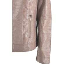 JOPHY & CO. Women's Short Jacket In PU Leather With Pockets, Zippers And Korean Neckline (Code 8820) - Camel Crocodile - View 4