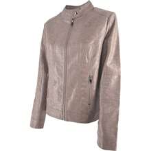 JOPHY & CO. Women's Short Jacket In PU Leather With Pockets, Zippers And Korean Neckline (Code 8820) - Camel Crocodile - View 2