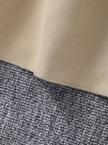 青少年女孩长袖领纯色连衣裙（配腰带和帽子） - 卡其色 - 查看 7