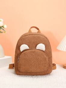 1 件装男孩和女孩毛绒拉链开合个性化可爱熊时尚背包多功能休闲适合日常使用