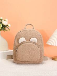 1 件装男孩和女孩毛绒拉链开合个性化可爱熊时尚背包多功能休闲适合日常使用