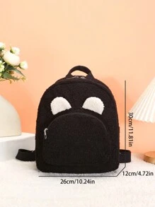 1 件装男孩和女孩毛绒拉链开合个性化可爱熊时尚背包多功能休闲适合日常使用