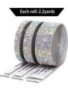 1/3 卷自粘水晶钻丝带 DIY 装饰贴纸，2 毫米钻，适用于艺术和工艺品、DIY 项目、汽车和手机装饰、花瓶、婚礼和蛋糕装饰（银色）、贴纸、墙贴花、乙烯基贴花用于家居装饰、春季装饰品让您的家焕然一新、Rama 装饰贴纸