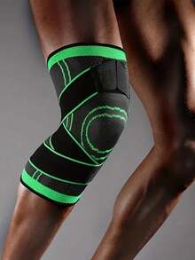 1pc Breathable Sports Knee Pads For Running, Cycling, And Outdoor Fitness - Adjustable Straps For Non-Slip Support And Comfort - Green - View 2