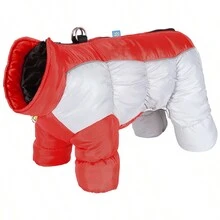 防爆防震冬季宠物服装，适合大型犬，羊毛面料，反光，防水，防风，带衬垫的服装，适合中型/大型犬 - 紅色 - 查看 12