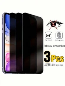 3 Miếng Dán Màn Hình Điện Thoại Bằng Kính Cường Lực Bảo Vệ Riêng Tư Tương Thích Với Iphone 16 15 14 Plus 13 12 11 Pro Max XR X XS Max 7 8Plus - màu đen - Xem 11