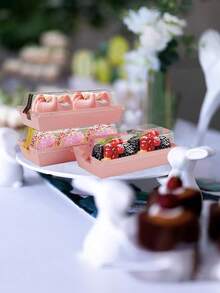 10 个，矩形蛋糕盒，瑞士卷塑料容器三明治纸盒带透明盖松饼奶酪糕点甜点盒寿司水果展示食品储存架纸杯蛋糕容器盒 - 彩色 - 查看 7