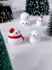 1 件可爱卡通圣诞雪人小雕像微景观雪球 DIY 装饰配件桌面装饰品 - 彩色 - 查看 7