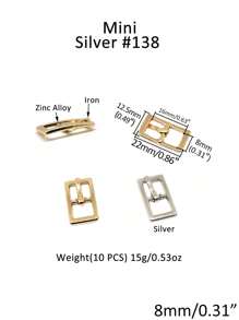SinHo Fashion 10PCS Zinc Alloy Belt Fastener DIY Mini Small Belt Buckle Pin Buckle Square Right Angle Small Leash Head Pet Collar Hardware Adjustable Alloy Sandal Buckle (Silver, Small&Mini Size) - Silver - View 15