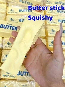1pc Butter Stick Squeeze Model - Soft, PU Material, Yellow - Perfect For Adults, And Suitable For Party Games, Holiday & Christmas Gifts