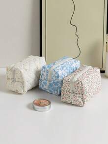 1 件红色花卉绗缝化妆包，适用于护肤、洗漱用品、旅行必需品、邮轮用品、宿舍必需品、伴娘礼物、母亲礼物、生日礼物、送给朋友和老师的礼物、家居装饰、浴室、卧室、珠宝盒、唇彩和指甲油收纳盒 - 黃色 - 查看 6