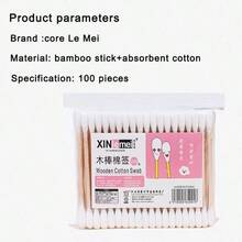 100-500 支双头清洁棉签，强力竹棉签，柔软便携式美容工具设备，一次性双面木棉签清洁棉签化妆清洁涂抹器 - 彩色 - 查看 4