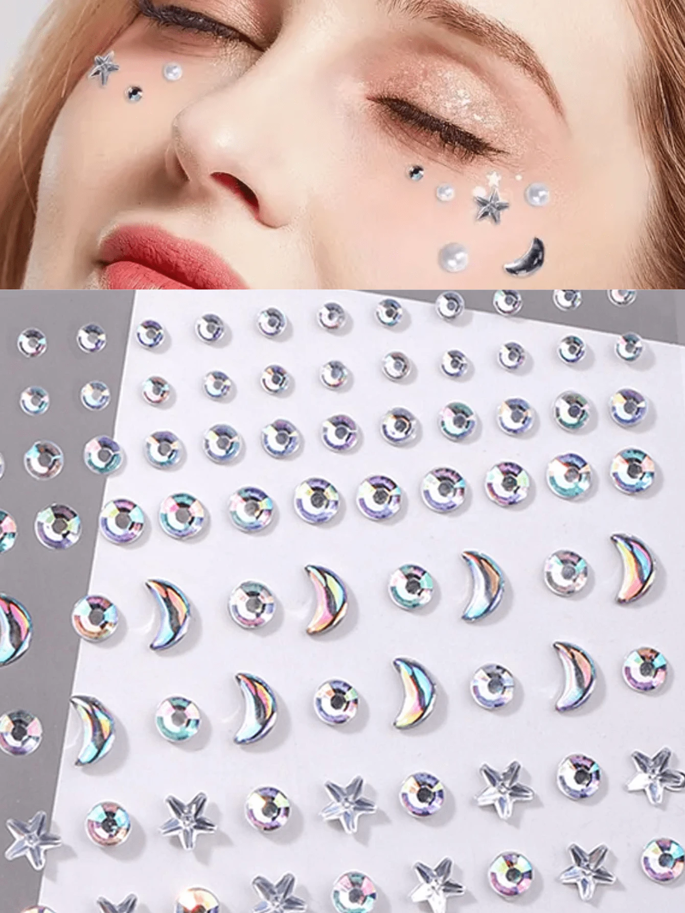 1pc(Sheet)/2pcs(Sheet) Rhinestone Facial Tattoo Sticker For Party, Face