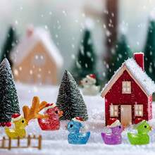 10/30/50 件圣诞迷你树脂鸭子，微型人物小鸭子微型景观花园水族馆适用于圣诞节装饰品家居装饰（颜色随机） - 彩色 - 查看 2