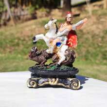 São Jorge Colonial Imagem Artesanal Resina 12cm