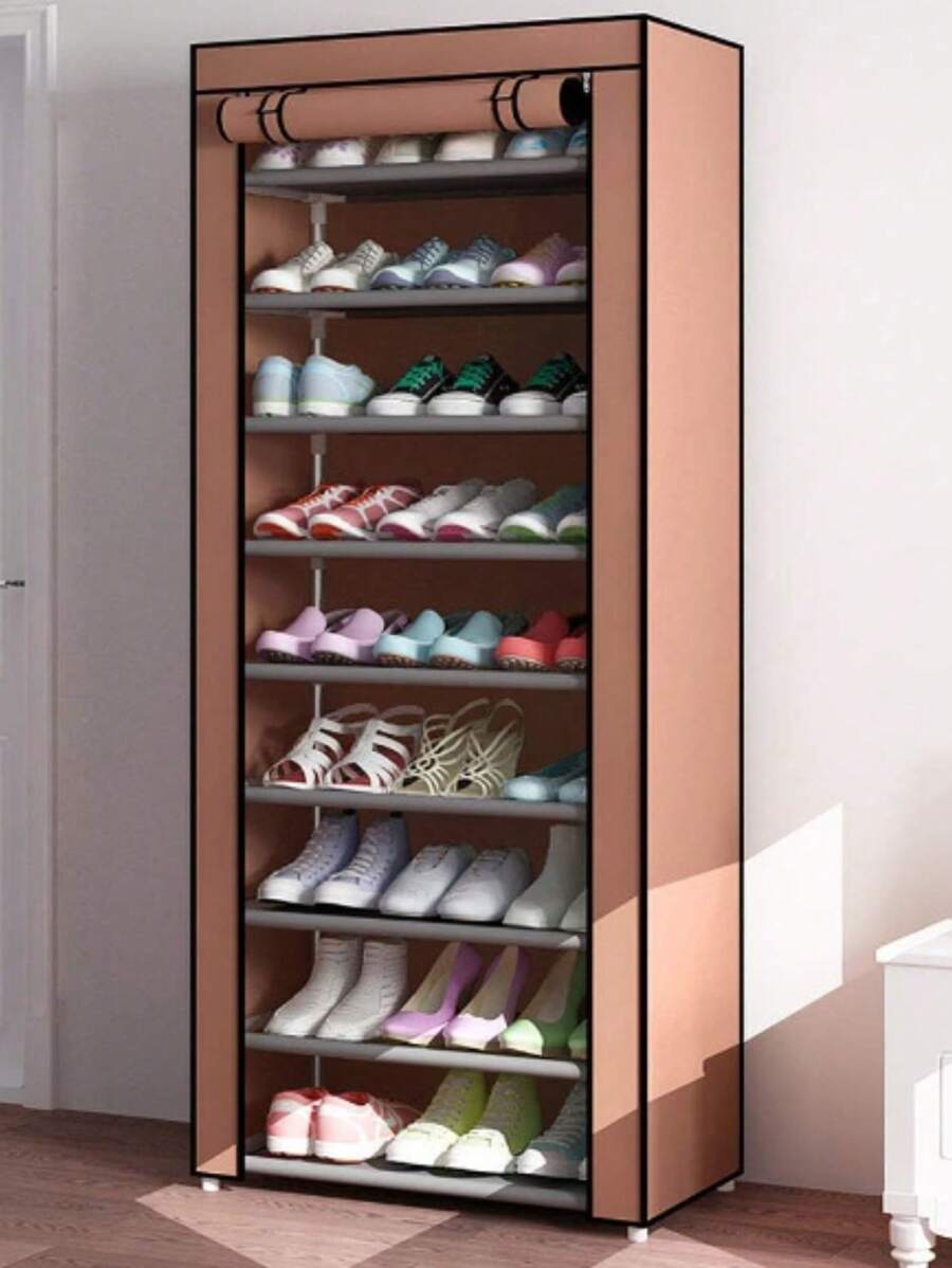 Mueble zapatero con 9 baldas. Mueble organizador con cubierta antipolvo y espacio