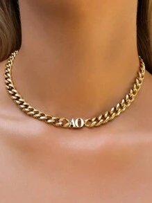 1 件 8 毫米链式字母铭牌项链不锈钢 DIY 个性化名字项链嘻哈潮流可定制名字简约日常风格，产品包括礼盒、情人节礼物、生日礼物、母亲节礼物、日常礼物 - 彩色 - 查看 6