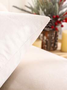 Miater 1pc Christmas Pillow Case, Velour Fabric With Embroidered Christmas Tree, Bell And Candles - Multicolor - View 4