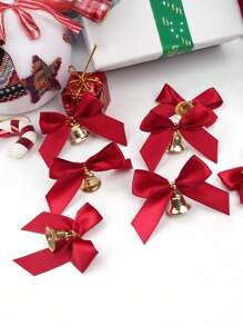 10 chiếc nơ chuông trang trí cây thông Noel màu đỏ, nơ nhỏ, Giáng sinh - Đỏ - Xem 2