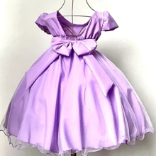 Vestido infantil de festa lilás  daminha casamento formatura com pérolas tamanho 1 ao 12 com laço de cabelo  3098 - Lavanda - Visão 7