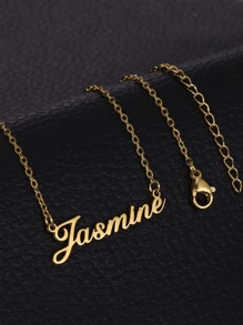 1 Stück Gold Silber Mode Personalisierte Name Halskette Edelstahl Namensschild Choker Frauen Mädchen Alltags Schmuck, Gold, Stilvolle, Farbig, Vintage, Hipster, Einfach, Y2k, 2000er Jahre Mode, Personalisiert, Einzigartig, Ideale Geschenke für Ihn, Ideale Geschenke für Sie, Sie, Freund, Freundin, Vater, Mutter, Familie, Freunde, für Jahrestage, für Geburtstage, für Abschluss, für Abschlussball, für Party, Schmuck Frauen, Personalisierte Mode Wort Halsketten, Vintage Outfit, Neujahr Glamour - Verschiedenfarbig - Übersicht 5