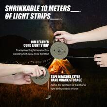 1 件装多模式便携式装饰露营灯 6 种照明模式可充电灯氛围星光灯带定期应急闪烁照明模式适用于花园派对婚礼 - 橄欖綠 - 查看 5