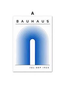 1PC Mid Century Modern Blue Bauhaus Canvas Paintings Abstract Geometry Wall Art Posters And Prints For Living Room Home Decor No Frame