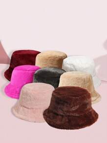 1pc Women/Men Multicolor Casual Versatile Warm Soft Plush Bucket Hat, Suitable For Autumn/Winter Daily Use Winter Hat