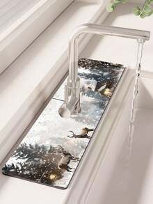 1 đèn ngôi sao cây thông Noel, nai sừng tấm Giáng sinh hoang dã, nai sừng tấm Snow Lodge, thảm vòi nước thiết kế hình quả bóng nhiều màu hình người bánh gừng Giáng sinh, thảm thoát nước chống ẩm, chất liệu polyester bền, thích hợp cho nhà bếp và phòng tắm, cốc hút vòi bùn Diatomella, thảm thấm nước bắn vào vòi phòng tắm, phụ kiện trang trí nhà bếp và bàn, trang trí ngày lễ, dễ lắp đặt và tháo gỡ, có thể làm quà tặng - Nhiều màu - Xem 6