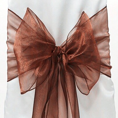 Set de 10 piezas de cinta de organza marrón café con diseño de mariposa, de 18 cm de ancho x 275 cm de largo, para decorar respaldos de sillas en cenas de Navidad, fiestas de Año Nuevo, bodas, así como para hacer moños, decorar vasos, fiestas al aire libre y ceremonias de graduación