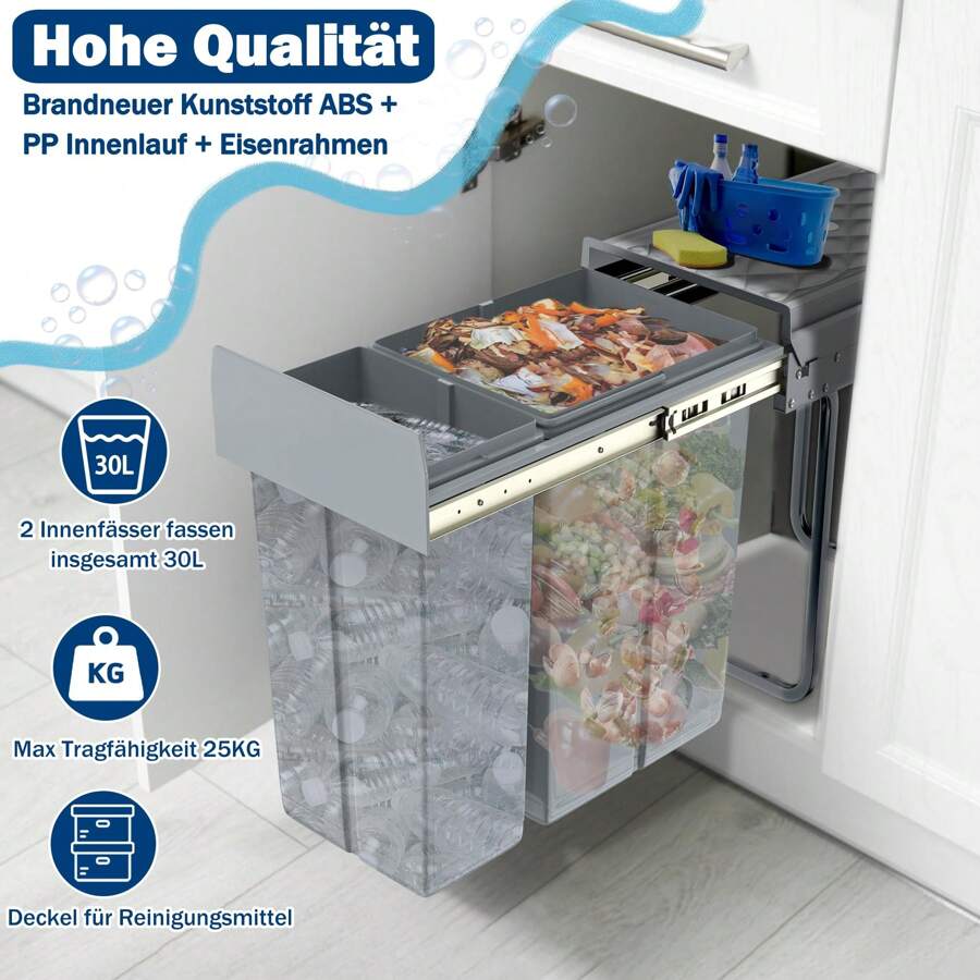 Kitchen Trash Can Under BuiltIn Waste Bin Extendable Waste