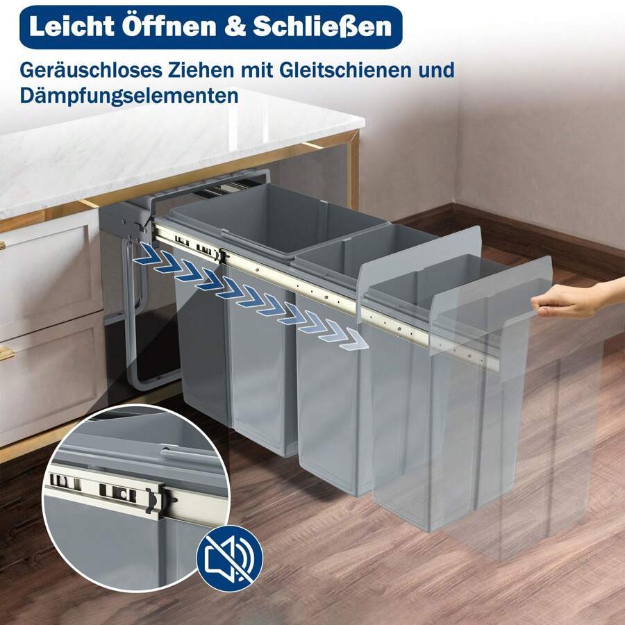 Kitchen Trash Can Under BuiltIn Waste Bin Extendable Waste