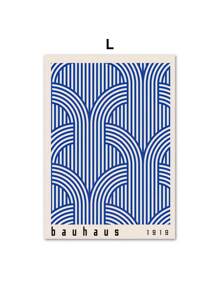 1PC Mid Century Modern Blue Bauhaus Canvas Paintings Abstract Geometry Wall Art Posters And Prints For Living Room Home Decor No Frame