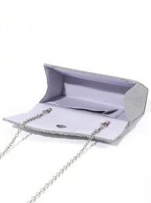 1pc Mini Glitter Shiny Chain Folding Wrinkle Square Bag, For Wedding Party Evening, Tready Party Bags,Perfect For Party, Wedding, Prom, Dinner/Banquet, Perfectly Matching With Prom Dresses For Women, Prom Accessories,Sequin Dress Women,Sparkly Dress,Elegant Dresses For Women, Elegant Prom Bag, Perfectly Matching With Bridal Party ,Wedding