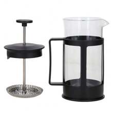 PromoClick French Press Glass Coffee Maker With Plastic Base And Lid, 350ml Stainless Steel Filter - Black - View 4