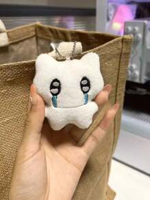 قلادة بشكل قطة مع سماعات موسيقية قطعة واحدة، قلادة مفتاح قطة باكية، زينة حقيبة الظهر دمية ناعمة كرتونية للشفاء