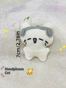 قلادة بشكل قطة مع سماعات موسيقية قطعة واحدة، قلادة مفتاح قطة باكية، زينة حقيبة الظهر دمية ناعمة كرتونية للشفاء