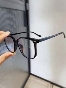 2 件装女士方形耳钉点缀黑色透明眼镜适合学校透明眼镜配件 - 黑色+透明 - 查看 3