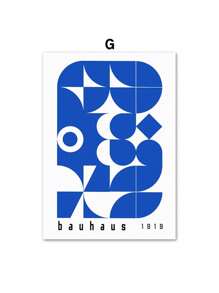1PC Mid Century Modern Blue Bauhaus Canvas Paintings Abstract Geometry Wall Art Posters And Prints For Living Room Home Decor No Frame