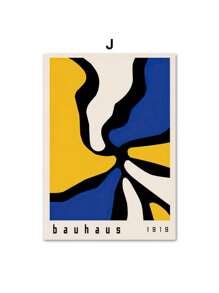 1PC Mid Century Modern Blue Bauhaus Canvas Paintings Abstract Geometry Wall Art Posters And Prints For Living Room Home Decor No Frame