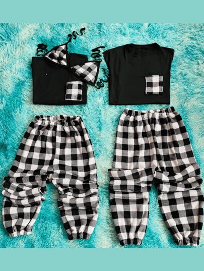 Set de Pijamas Dúo de pareja 5 piezas 2 jogger teddy, 1 top y 2 playeras unitalla divertidos y combinación perfecta en pareja