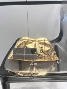 奢华设计师 PU 皮革晚宴手拿包钱包和手提包单肩包派对宴会包 - 金色 - 查看 6