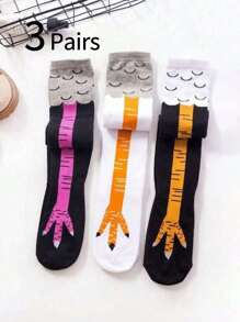 3 pares/1 par de Medias de compresión sobre la rodilla con estampado de pata de pollo, divertidas, para niñas y adolescentes, cálidas, aptas para disfraces de vacaciones, Navidad, Halloween, gran regalo para niñas, niños, mamás, papás, ropa de invierno para niñas/niños, regalos navideños