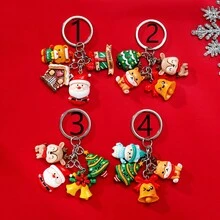 1 件卡通树脂圣诞老人、圣诞树、糖果屋圣诞系列钥匙扣包吊坠可爱娃娃配件、圣诞礼品盒 - 彩色 - 查看 12