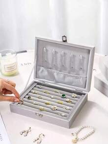 Hộp đựng trang sức nhung, Hộp đựng trang sức dung tích lớn, Hộp lưu trữ đồ trang điểm, Lưu trữ & sắp xếp đồ trang trí nhà cửa, Khay trưng bày trang sức để bàn, Giá đựng trang sức đa năng Hộp đựng trang sức du lịch, Hộp lưu trữ trưng bày nhẫn - Nhiều màu - Xem 3